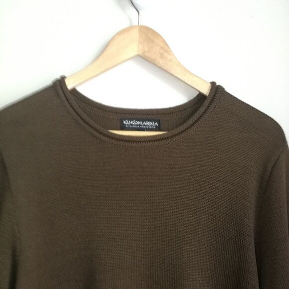 𝅺KOKOMARINA Winter Chocolate Brown Merino Wool Lagenlook Oversized Knit Small - Picture 5 of 14
